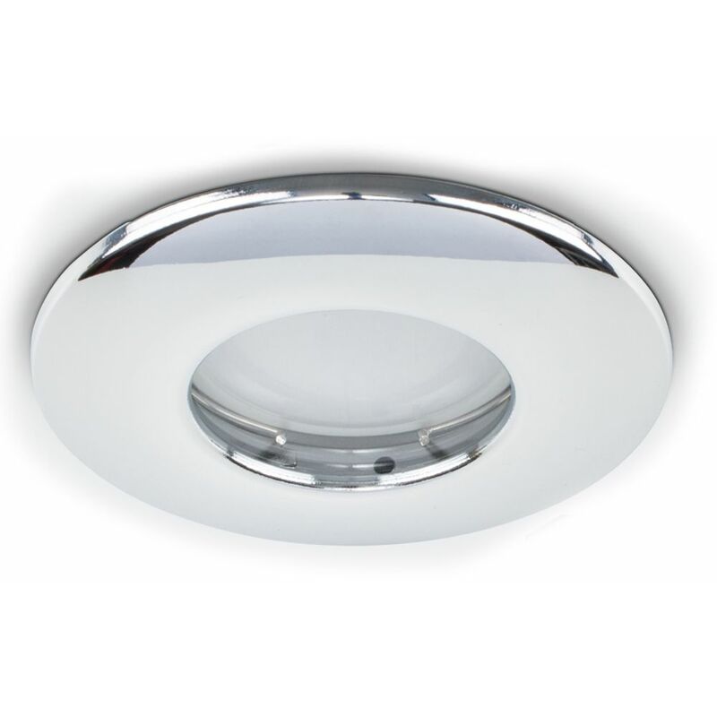 4 x Fire Rated Bathroom IP65 Domed Ceiling + Warm White LED GU10 Bulbs - Chrome