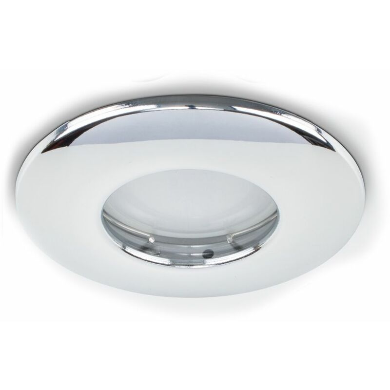 4 x Fire Rated Bathroom IP65 Domed Ceiling + Cool White LED GU10 Bulbs - Chrome