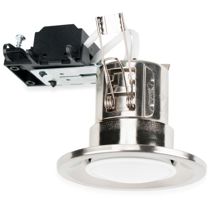 4 x Fire Rated Recessed GU10 Ceiling Downlight Spotlights - Brushed Chrome