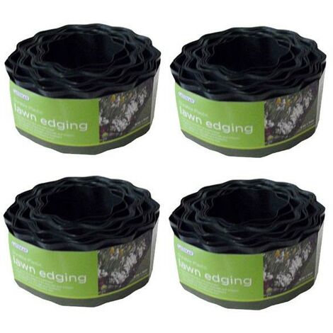4 x Gardman 09005 9cm x 910cm 9.1m Plastic Garden Lawn Path Border Edging Roll