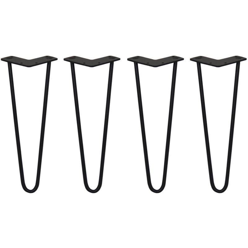 4 x Hairpin Leg - 14 - Black - 2 Prong - 10m