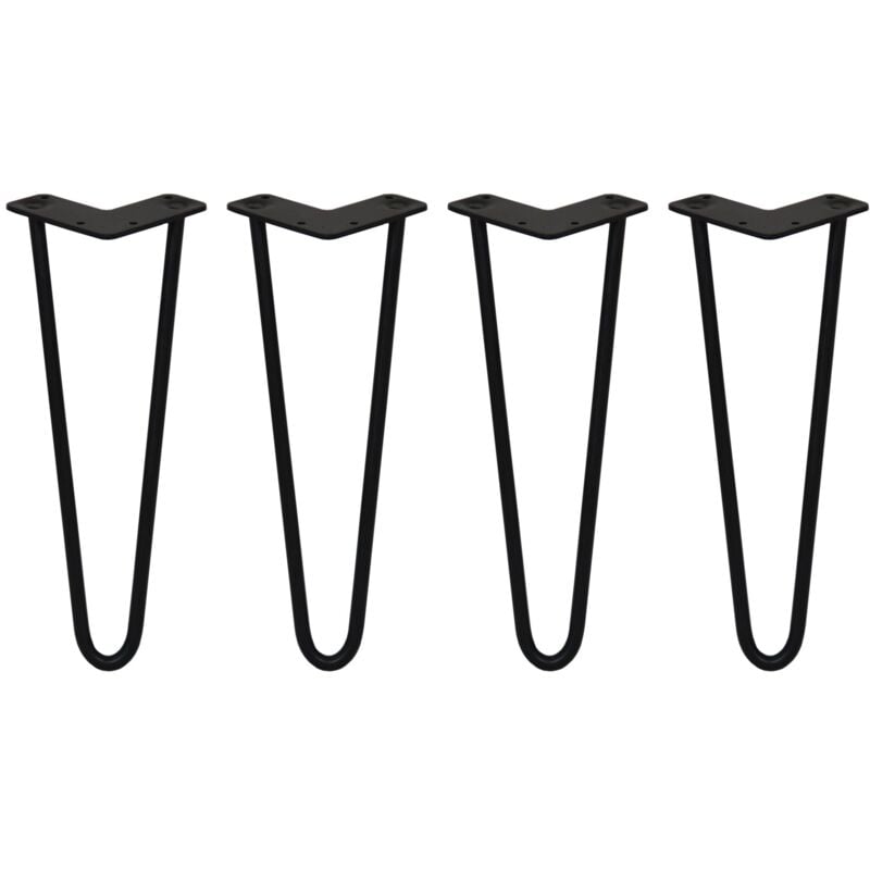 4 x Hairpin Leg - 14 - Black - 2 Prong - 12m