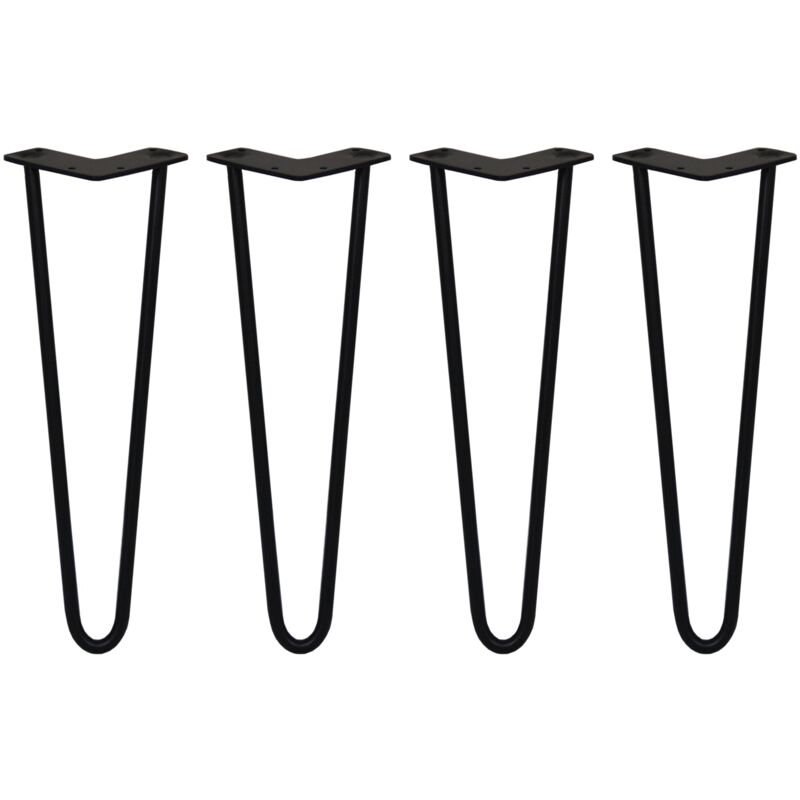 4 x Hairpin Leg - 16 - Black - 2 Prong - 12m
