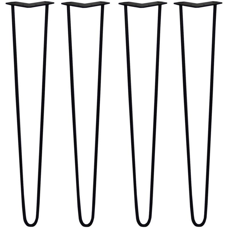 4 x Hairpin Leg - 28 - Black - 2 Prong - 10m