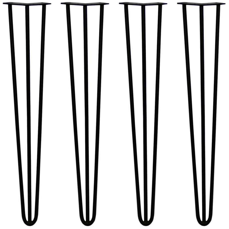 4 x Hairpin Leg - 28 - Black - 3 Prong - 12m