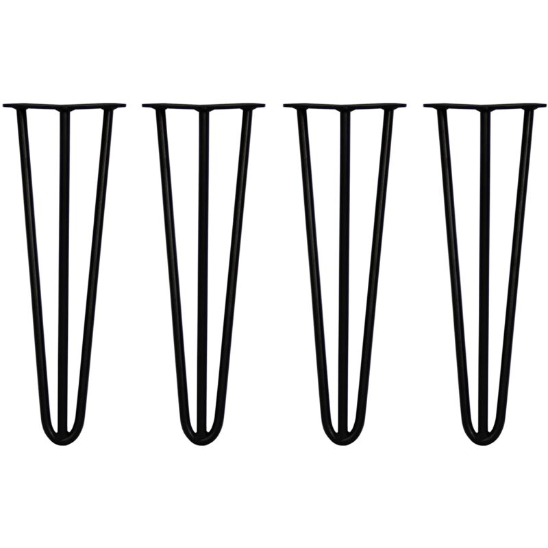 Monstershop 4 x 16" Hairpin Legs - 3 Prong - 12mm - Black