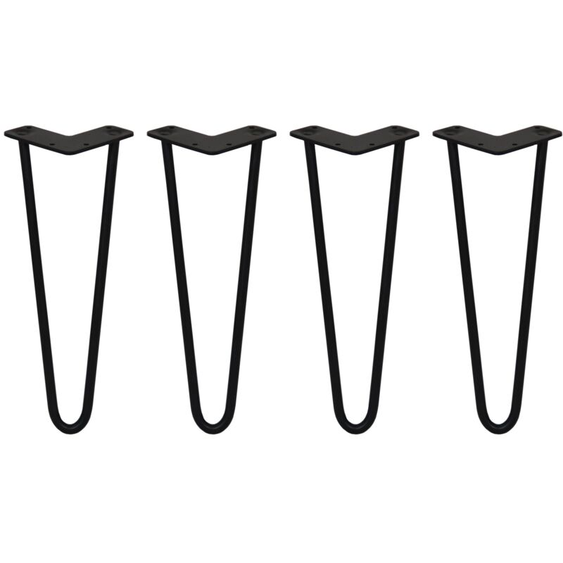 Monstershop 4 x 14" Hairpin Legs - 2 Prong - 12mm - Black