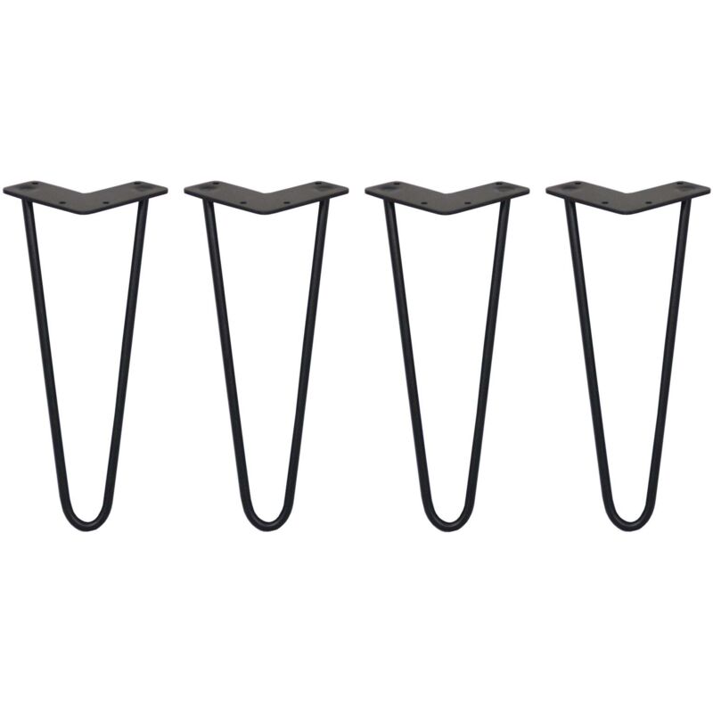 Monstershop 4 x 12" Hairpin Legs - 2 Prong - 10mm - Black