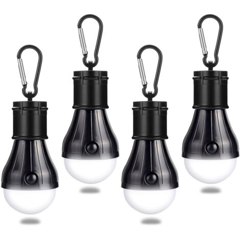 4 x Lanterna da Campeggio A LED Lampada da Campeggio, Luce Portatile per Tenda Luce di Emergenza Impermeabile per Il Campeggio per Escursionismo, Trekking, Alpinismo, Camping - Nero