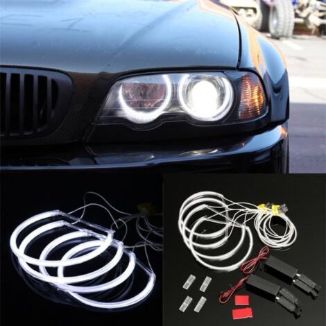 4 x LED Lumières yeux d\'ange Rond pr BMW E46 Blanc