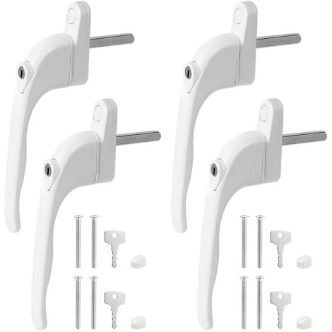 4 X Lockable Aluminium Window Handles Security Key 43mm Rod Length