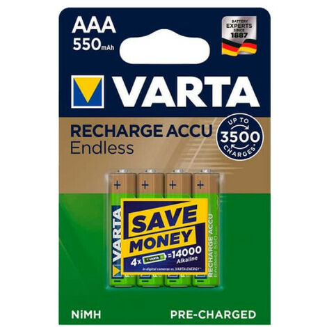 4 x LR03 VARTA AAA Rechargeable 550mAh batteries recycled ...