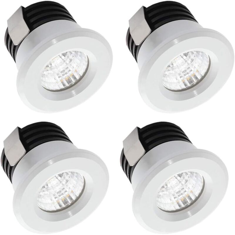 4 x Mini spots LED encastrés 3W Blanc Chaud, Mini Spot LED pour Vitrine Station Intérieur Éclairage Plaque de plâtre Incl.Seperated Transformateur