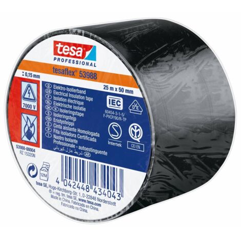 4 x NASTRO ISOLANTE CERTIFICATO NERO 25MTX50MM