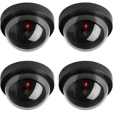 4 X noir Dôme Fausse sécurité fictive Caméra CCTV imperméable à l'eau IR LED Clignotant Rouge Lumière Surveillance intérieure extérieure