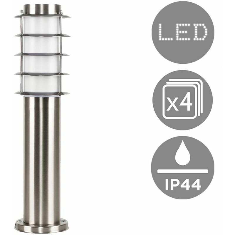 Minisun - 4 X Outdoor Stainless Steel Bollard Lantern Light Post 450mm - No Bulbs
