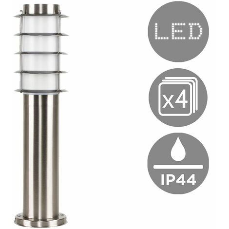4 X Outdoor Stainless Steel Bollard Lantern Light Post 450mm - Add LED Bulbs