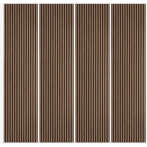 AHD AMAZING HOME DESIGN 4 x pannello fonoassorbente decorativo 240x60cm murale legno noce scuro Kover-NS