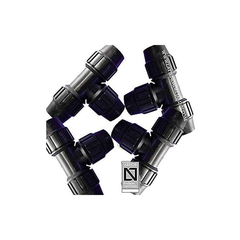 Lot de 4 Raccord de Plomberie mdpe pour Tuyaux d'Eau, Tee 50mm pour Tuyau mdpe en Plastique