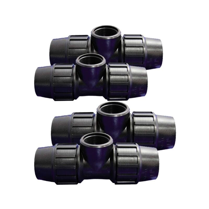 Lot de 4 Té Polyéthylène 75mm x 2 1/2'' Femelle pour Tuyau Polyéthylène 75 mm Accessoire pe Aenor Té pour Irrigation et Plo