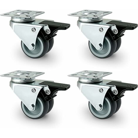 4 x roulettes de meubles avec roulettes de chaise de plage de frein roulettes de pelouse à double roue pour meubles