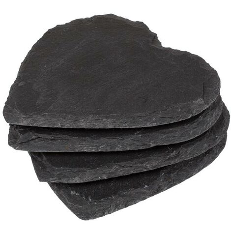 4 x Schiefer Untersetzer Herzform ca. 10 cm