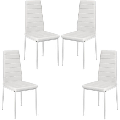 4 x Sedia per sala da pranzo (Bianco)  con imbottitura in similpelle di alta qualitá per sala da pranzo / salotto / cucina -set
