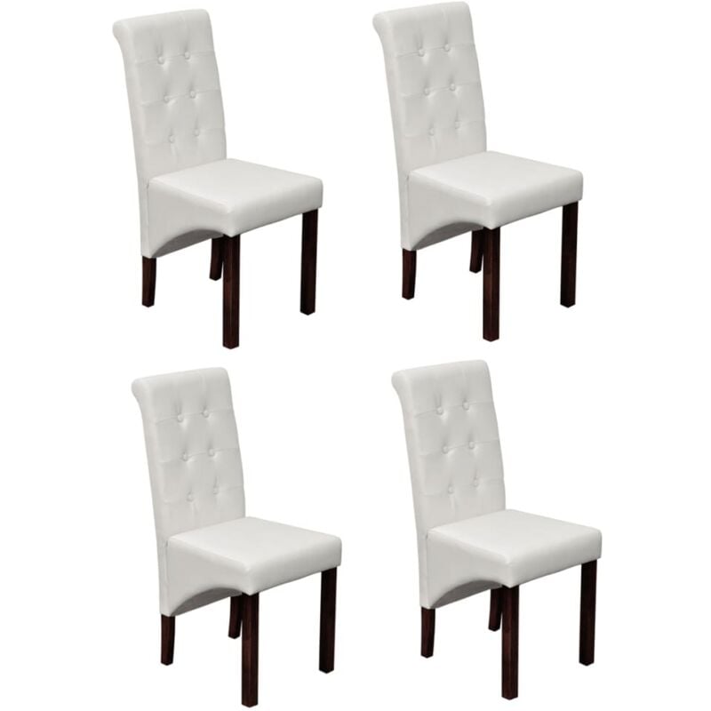 

vidaXL Sillas de Comedor Cuero Sintético 4 Unidades Blanco - Blanco