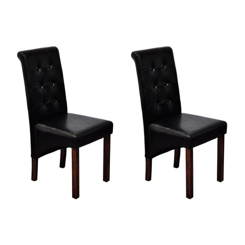 

vidaXL Sillas de Comedor Cuero Sintético 2 Unidades Negro - Negro