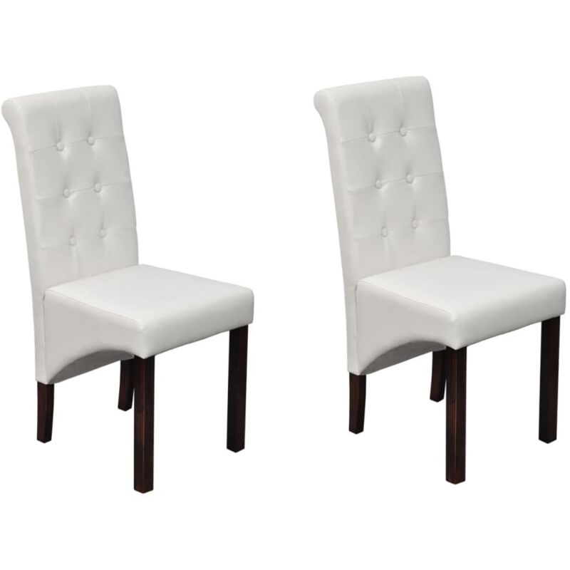 

vidaXL Sillas de Comedor Cuero Sintético 2 Unidades Blanco - Blanco