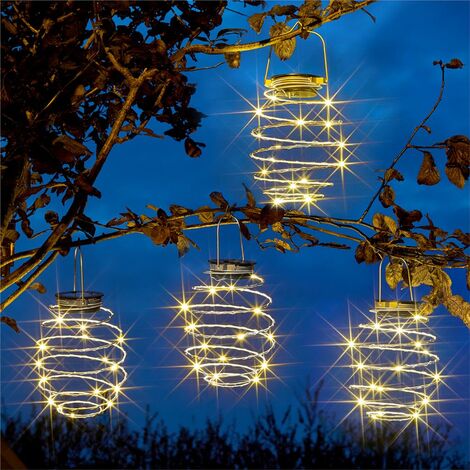 GARDEN MILE 4 x Smart Garden Solar SpiraLights LED Lights Spiral Hanging Lanterns