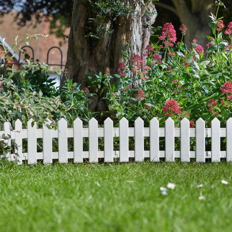 4 x Smart Garden White Picket Fence Path Border Lawn Plant Beds Edging