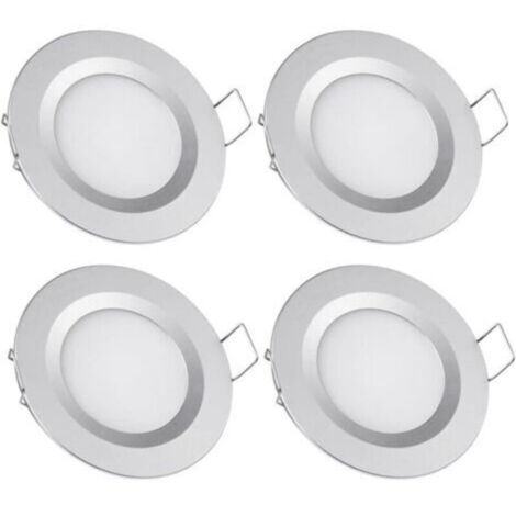 4 x Spot LED Encastrable 12V Trou 58-65mm 3W 3200K Plafonnier Encastré pour Camping-car Bateau Caravane Van Yacht Blanc chaud (Finition argentée)