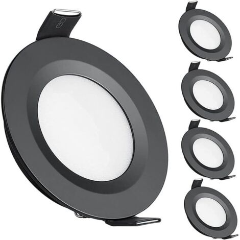 4 x Spots Encastrables LED 12V Trou 58-65mm 3W 6400K Plafonniers Encastrables pour RV Bateau Caravane Van, Blanc Froid (Noir)