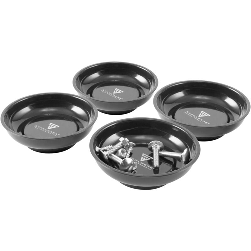

4 x STAHLWERK cuenco magnético 4'' de plástico para almacenamiento de tornillos, herramientas y cosas pequeñas con base engomada