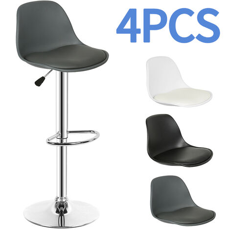 4 X Tabouret de Bar en Cuir synthétique Gris foncé réglable en Hauteur et pivotant à 360 °