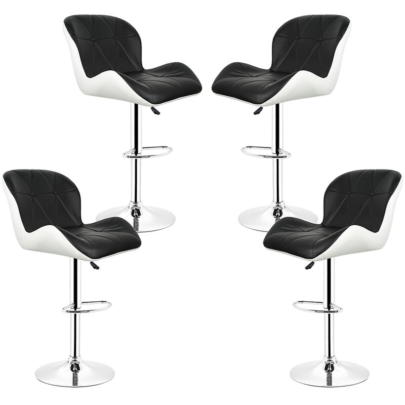 Lot de 4 Tabouret de bar maison Petit déjeuner Table pivotante réglable en hauteur Noir-Blanc