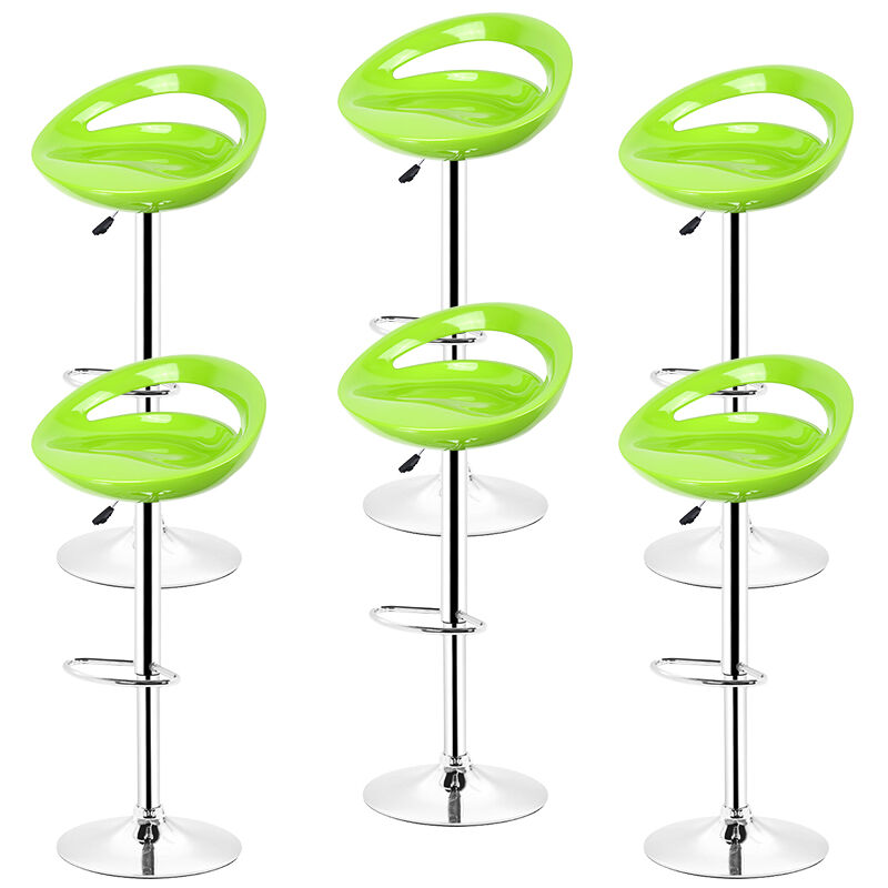 

6 x Taburetes de Bar ABS, Silla de Bar Reposapiés Giratorio de 360°,Ajustable en Altura|Verde|