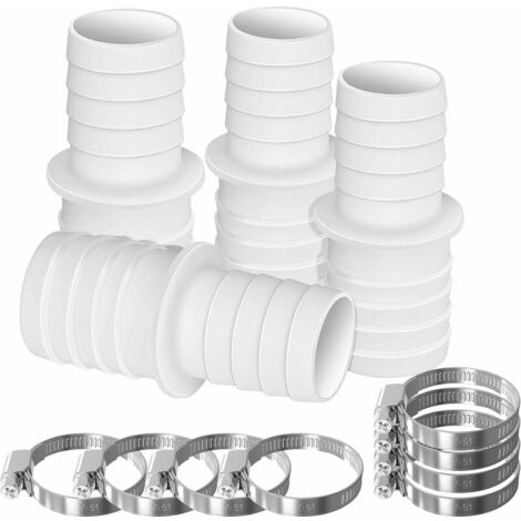 4 x Tuyau-Anschlüsse, Ensemble d'adaptateur de tuyau de piscine mit 8 Halsketten d'adaptateur de tuyau (32 mm bis 38 mm Durchmesser)