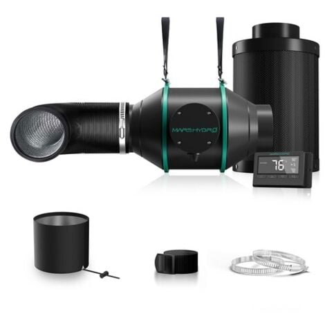 4-Zoll-Inline-Kanalventilator und Kohlefilterkombination mit Thermostatregler Mars Hydro