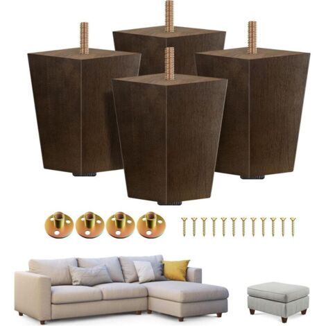 4-Zoll-Vierkant-Möbelfüße für Sofas, Hocker, Bänke, Kommoden und Tischerhöhungen für Stabilität und Bodenschutz