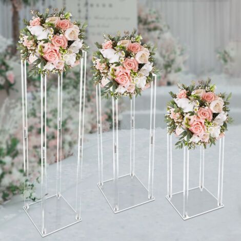 40/60/80 cm, ensemble de 3 supports à fleurs en acrylique, décorations de table, décorations de fond pour mariage.
