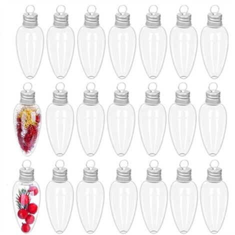 40 adornos navideños de plástico transparente con forma de bombilla para decoración.