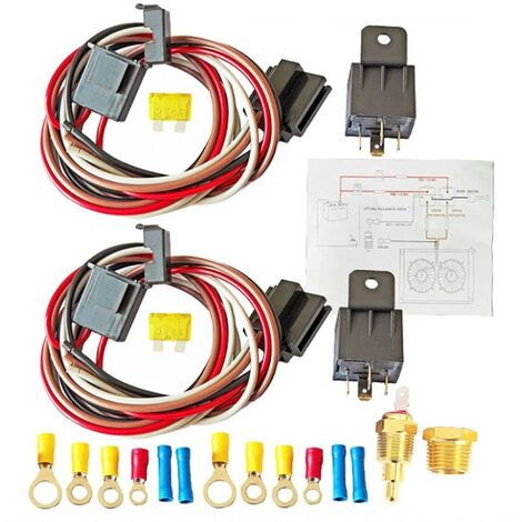 40 Ampere wasserdichtes Relais-Kit Duales elektrisches Lüfter-Relais-Kit Lüfterthermostat 185 Ein 175 Aus Temperatur S