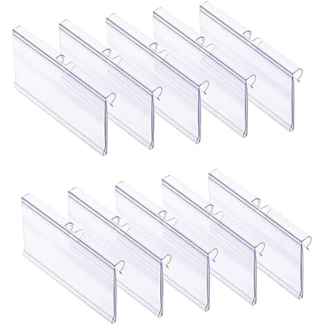 40 attaches pour étiquettes de rayonnage 80x42 mm, clips transparents pour étagères métalliques et supports à fils