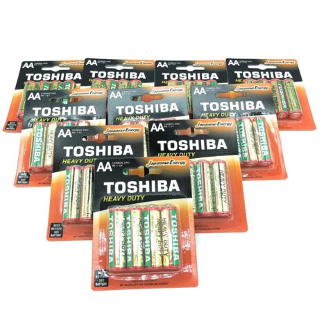 40 Batterie Stilo Zinco Carbone Toshiba In 10 Confezioni Da 4 Pile AA 1.5V R6