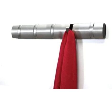40 cm 5 Flip – Wandgarderobe mit 5 ausziehbaren Haken, Metall, Nickel
