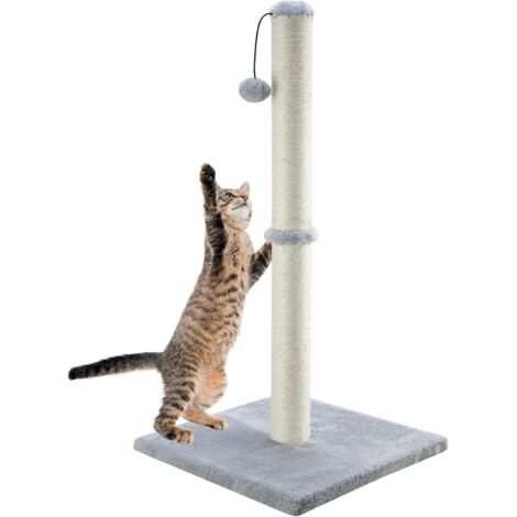40 cm de altura con cuerda de sisal natural de primera calidad y pelota colgante interactiva para gatos de interior (gris, 40 cm)