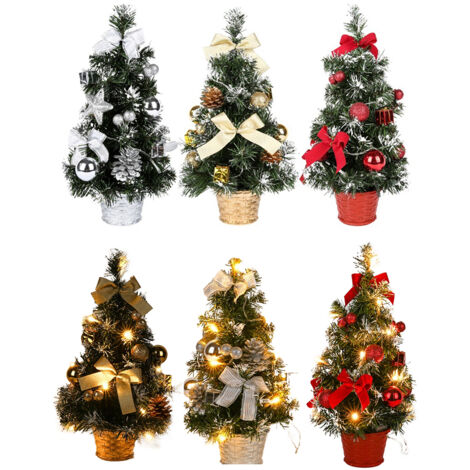 40 cm hoher künstlicher Tischweihnachtsbaum mit LED-Beleuchtung, Dekoration für drinnen und draußen
