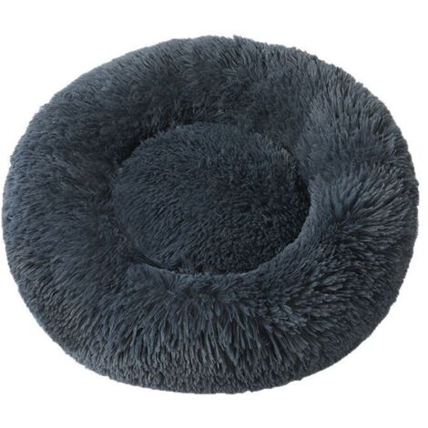 40 cm Hundebett, warmes Plüsch-Katzenbett, rutschfest, waschbar, rund, weiches Kissen, Anti-Stress-Bett für Hunde und Katzen (Dunkelgrau)